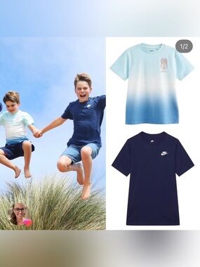 NEXT Boys' Navy & Light Blue Ombre Short Sleeve Tee ASO Prince Louis of Wales